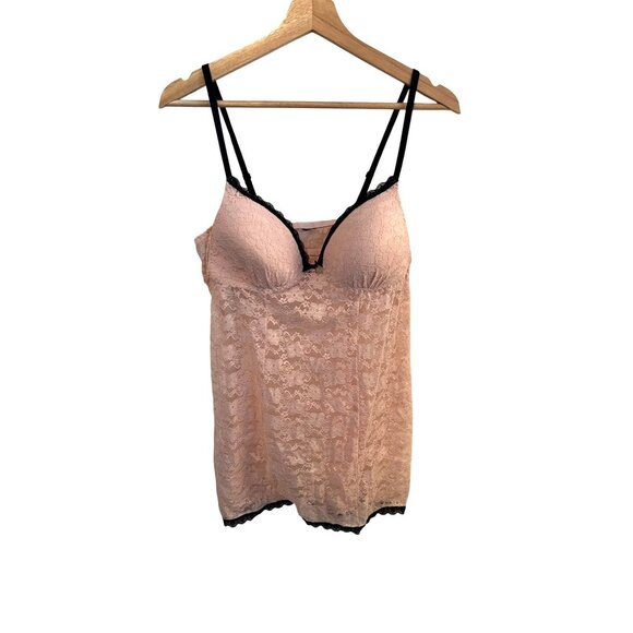 Pink Lace Camisole Lingerie Top Women’s Size M Adjustable Straps Sleepwear - Picture 1 of 2